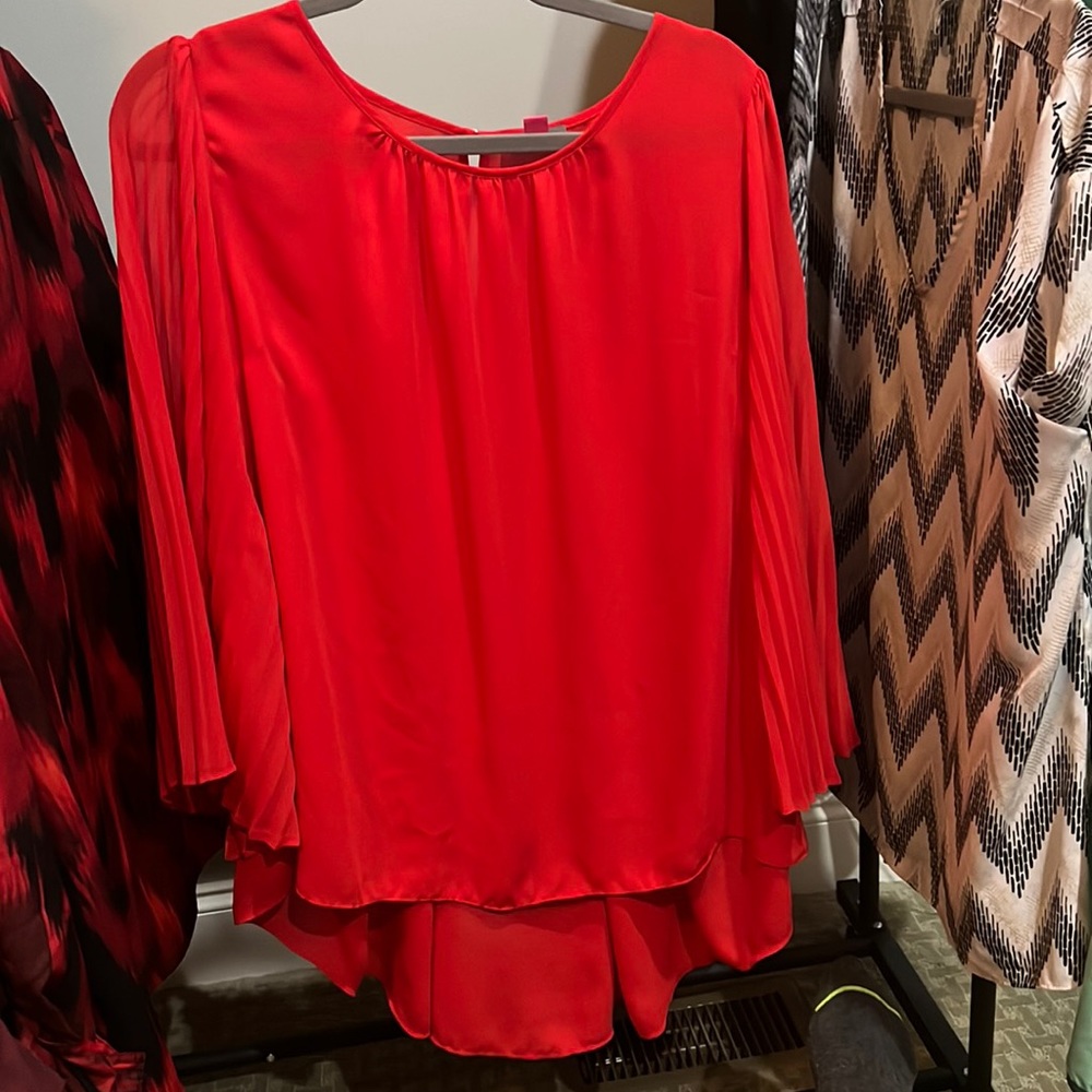 Red chiffon blouse long sleeve size L